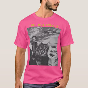 Cat Ufo Funny Absurd Selfie Sureal Retro Vintag T-Shirt