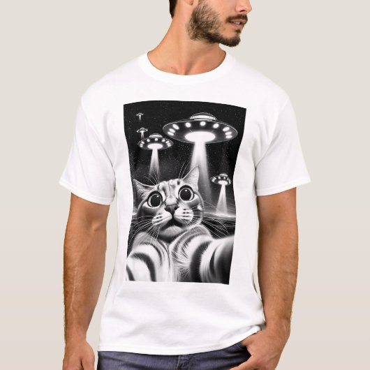 Cat Ufo Funny Invasion Meme Retro Alien Cat Ufo S T-Shirt (Vorderseite)