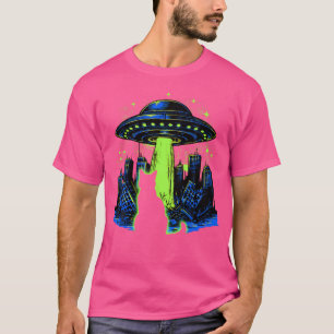 Cat Ufo Invasion Alien Ufo Zerstöre Stadt mit Cat  T-Shirt