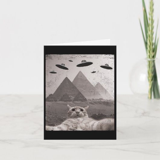 Cat Ufo Meme - Funny Cat Selfie with Ufos Karte (Vorderseite)