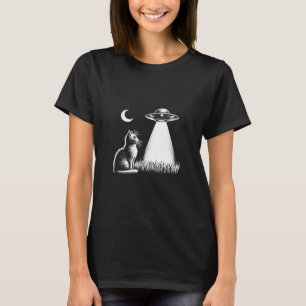 Cat UFO Moon Light T-Shirt