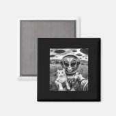Cat Ufo Selfie Cat Alien Abduction Funny Cat Gesch Magnet (Vorderseite/Rückseite)