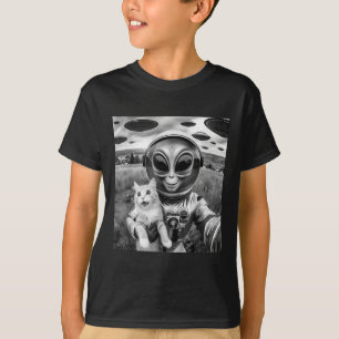 Cat Ufo Selfie Cat Alien Abduction Funny Cat Gesch T-Shirt
