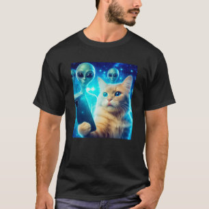 Cat UFO Selfie: Green Alien #5 T-Shirt