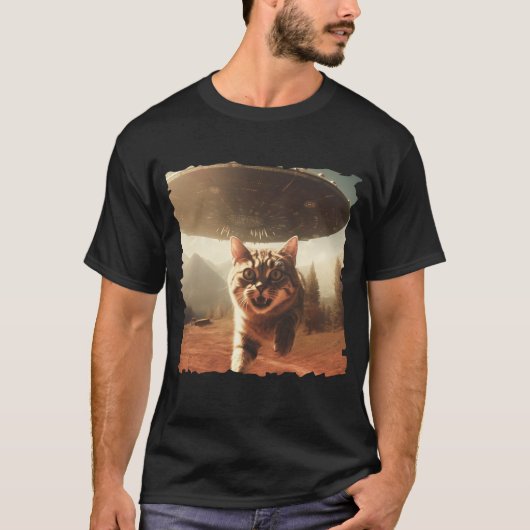 Cat UFO Selfie: Invasion / Herren Tshirt #3 (Vorderseite)
