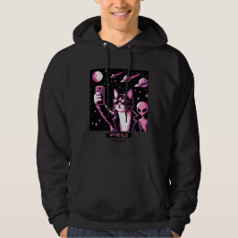 Cat UFO Selfie: Pixel Art #12 (Pink Cat) Hoodie