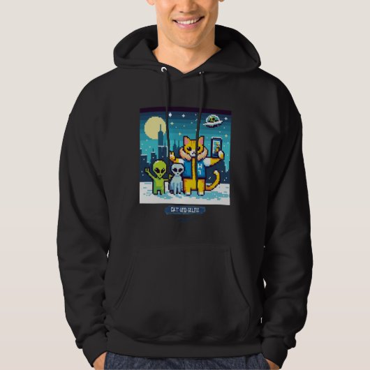Cat UFO Selfie: Pixel Art #17 Hoodie (Vorderseite)