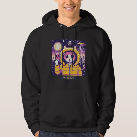 Cat UFO Selfie: Pixel Art #22 Hoodie (Vorderseite)