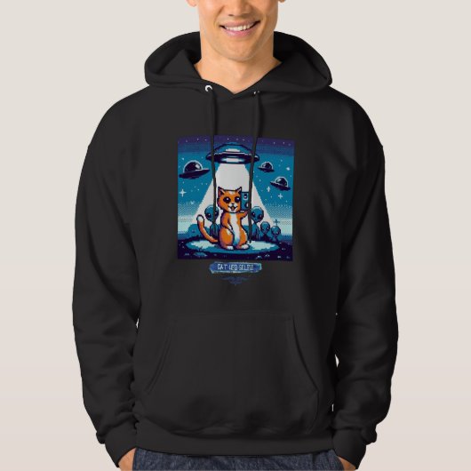 Cat UFO Selfie: Pixel Art #3 Hoodie (Vorderseite)