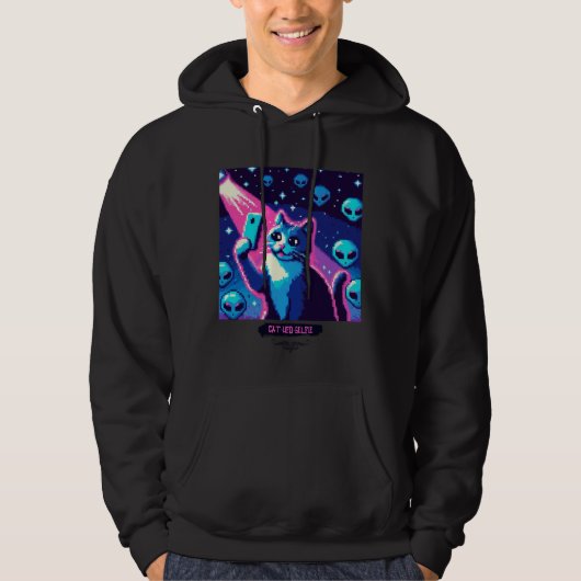 Cat UFO Selfie: Pixel Art #4 Hoodie (Vorderseite)