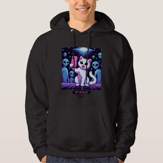 Cat UFO Selfie: Pixel Art #6 Hoodie (Vorderseite)