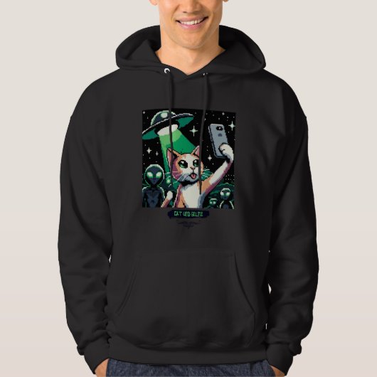 Cat UFO Selfie: Pixel Art #8 Hoodie (Vorderseite)