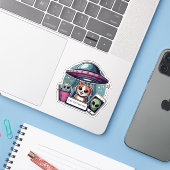 Cat UFO Selfie: Return Sticker #1 (Laptop mit iPhone)