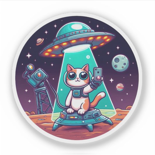Cat UFO Selfie: Return Sticker #5 (Vorderseite)