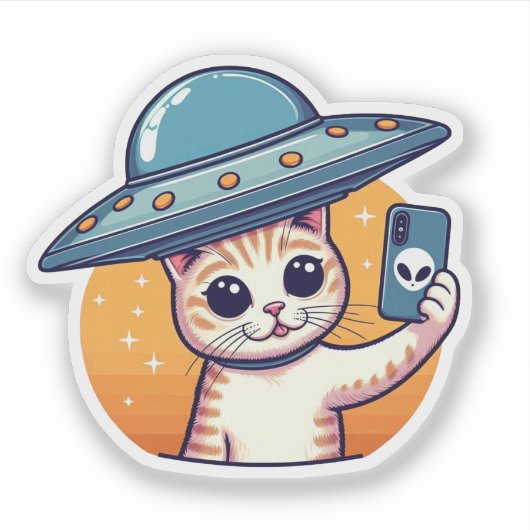 Cat UFO Selfie: Return Sticker #6 (Vorderseite)