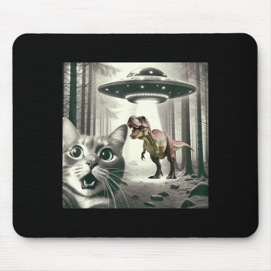 Cat UFO T Alien Dinosaur Selfie Rex Mousepad (Vorne)