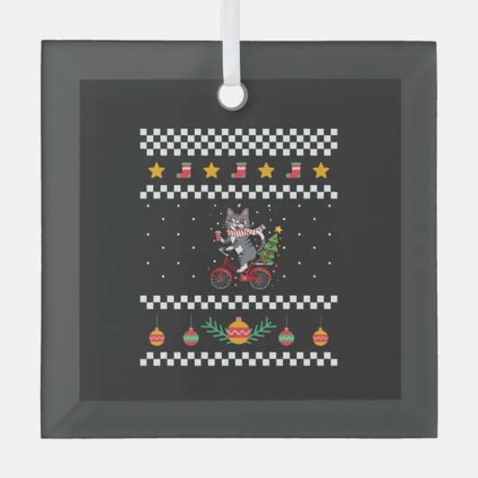 Cat Ugly Christmas Ornament Aus Glas (Vorderseite)