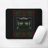 Cat Ugly Christmas Sweater Style Funny Cat Xmas Pa Mousepad (Mit Mouse)