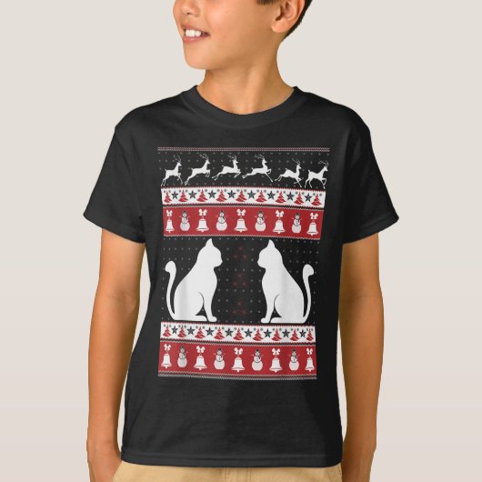 Cat Ugly Christmas Sweater Xmas T-Shirt (Vorderseite)
