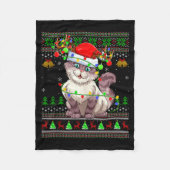 Cat Ugly Christmas Sweaters Holiday Santa Cute Xma Fleecedecke (Vorderseite)