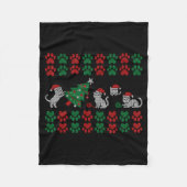 Cat Ugly Sweater Pattern Christmas Knitting  Fleecedecke (Vorderseite)