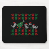 Cat Ugly Sweater Pattern Christmas Knitting Mousepad (Vorne)