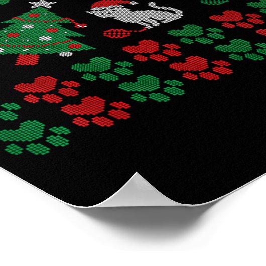 Cat Ugly Sweater Pattern Christmas Knitting  Poster (Ecke)