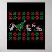 Cat Ugly Sweater Pattern Christmas Knitting  Poster (Vorne)