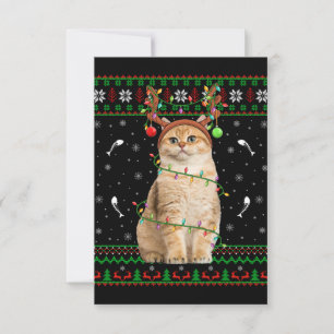 Cat Ugly Xmas Sweater Lighting Santa Cat Weihnacht Dankeskarte