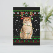 Cat Ugly Xmas Sweater Lighting Santa Cat Weihnacht Dankeskarte (Stehend Vorderseite)