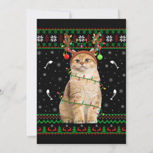 Cat Ugly Xmas Sweater Lighting Santa Cat Weihnacht Einladung
