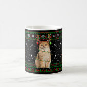 Cat Ugly Xmas Sweater Lighting Santa Cat Weihnacht Kaffeetasse (Mittel)