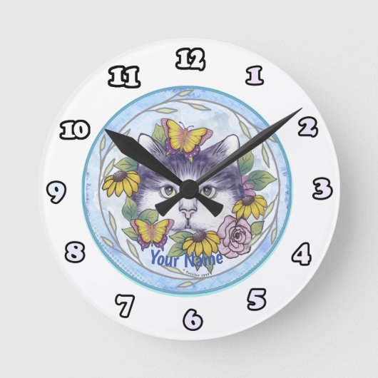Cat-Uhr verstecken Runde Wanduhr (Vorderseite)