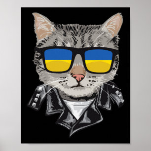 Cat Ukraine Flag Sungles - Coole ukrainische Katze Poster