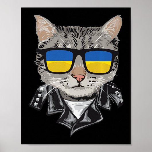 Cat Ukraine Flagge Sonnenbrille Cool Ukrainische K Poster (Vorne)