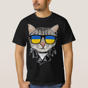 Cat Ukraine Flagge Sonnenbrille Cool Ukrainische K T-Shirt