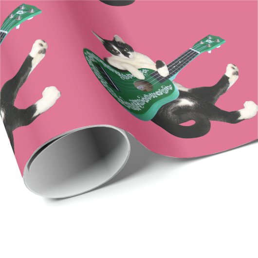 Cat Ukulele Wrapping Paper Geschenkpapier (Rolleneckpunkt)