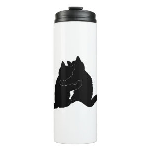 Cat umarmt Silhouette Niedliche Liebe Romantisch. Thermosbecher