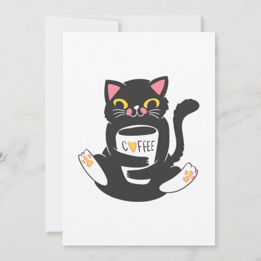 Cat-Umarmung einer Kaffee-Tasse - Wählen Sie Hinte Einladung (Rückseite)