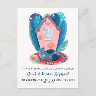 Cat-Umzug Haus Tier Thema Ankündigungspostkarte