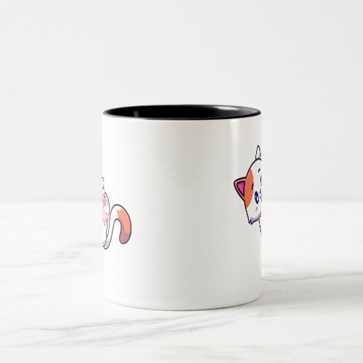 Cat und Axolotl Kawaii Neko Anime Zweifarbige Tasse (Mittel)