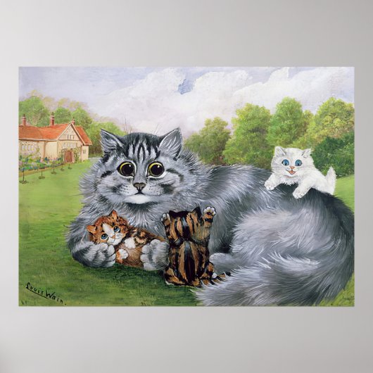 Cat und ihre Kittens, Louis Wain Poster (Vorne)