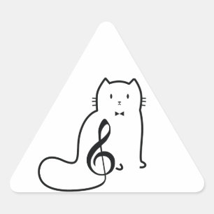 CAT UND MUSIKNOTE DREIECKIGER AUFKLEBER