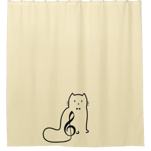 CAT UND MUSIKNOTE DUSCHVORHANG (Vorderseite)