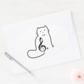 CAT UND MUSIKNOTE OVALER AUFKLEBER (Umschlag)