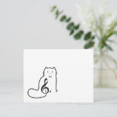 CAT UND MUSIKNOTE POSTKARTE (Stehend Vorderseite)