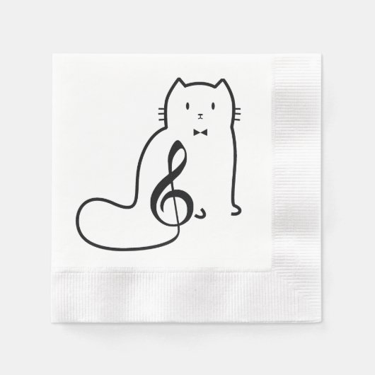 CAT UND MUSIKNOTE SERVIETTE (Vorderseite)
