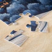 Cat Under Starry Night Wasserfarbe Puzzle (Seite)