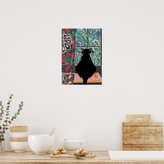 Cat Under Window, add text Poster (Küche)