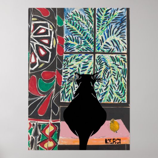 Cat Under Window, MERCI, Text bearbeiten Poster (Vorne)